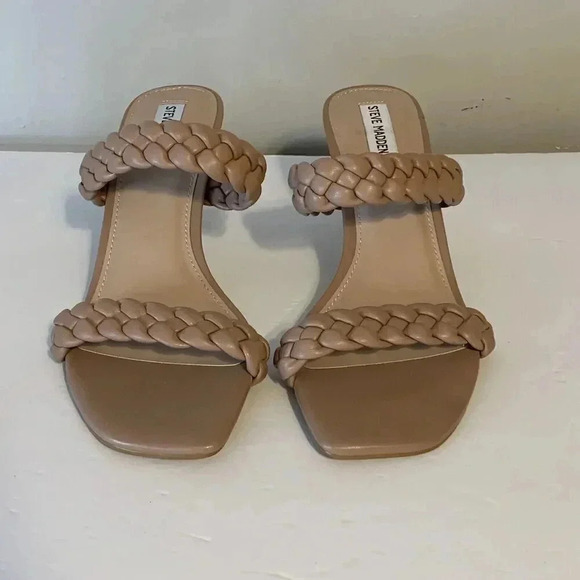Steve Madden Tan Prema Braided Kitten Heel Sandal Size 12M - Picture 5 of 8